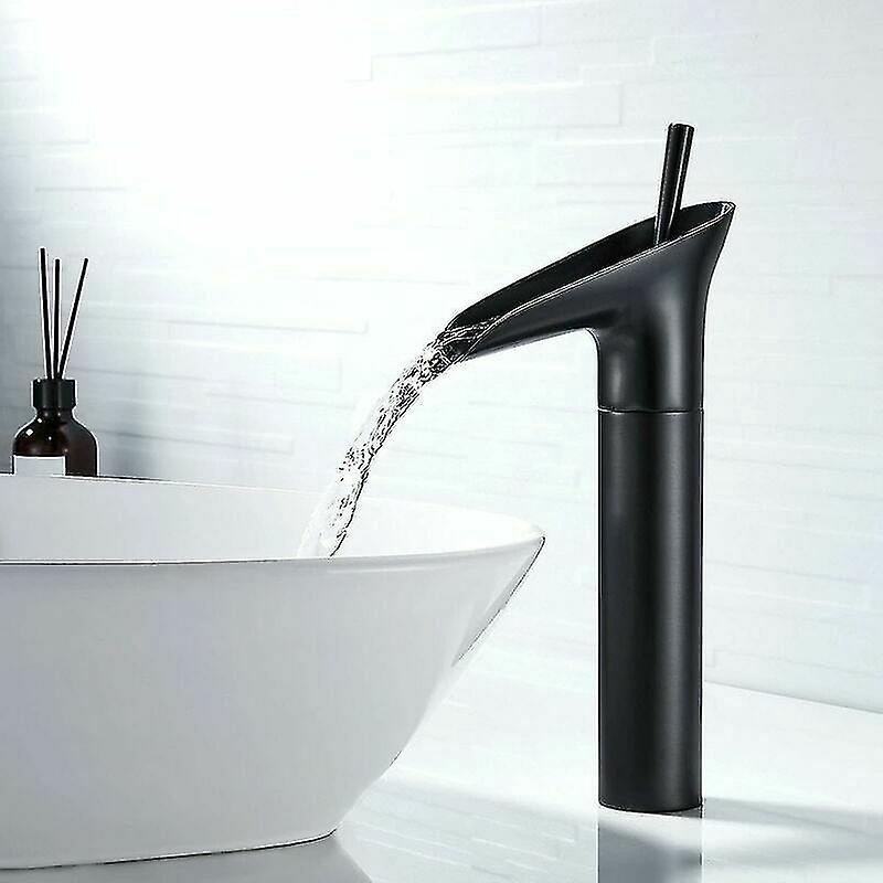 Black Waterfall Bathroom Faucet, Retro Single Lever Basin Mixer