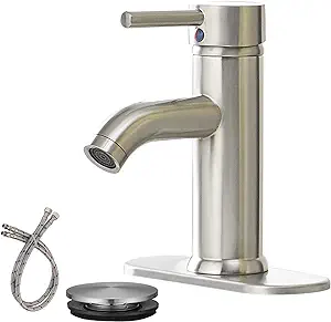 Robinet Mitigeur De Lavabo Monotrou, Finition Nickel Brossé