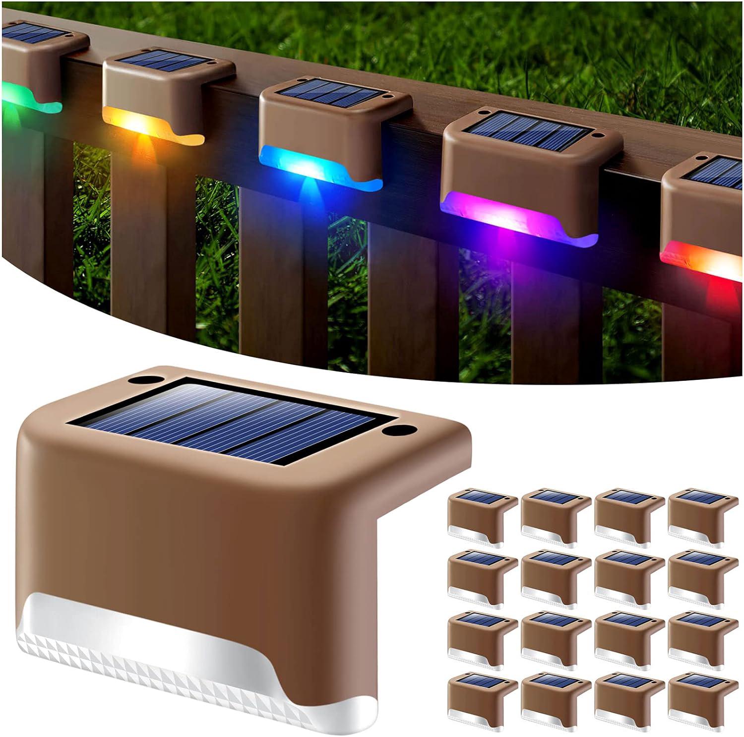 Lot De 16 Lampes Solaires D'Extérieur Pour Terrasse, Balustrade, Escaliers, Marches, Clôture, Jardin (couleurs Changeantes)
