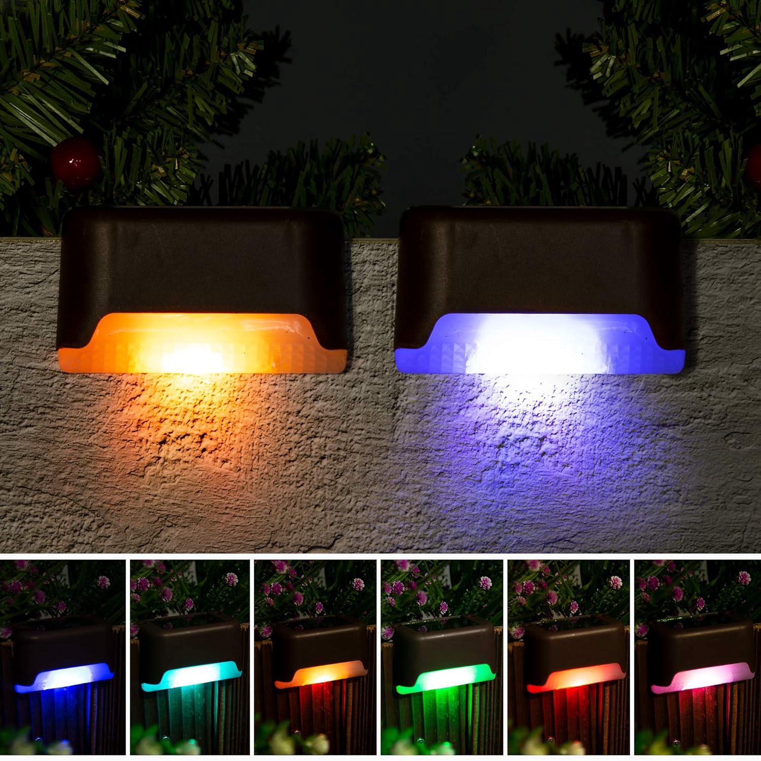 Lot De 16 Lampes Solaires D'Extérieur Pour Terrasses, Escaliers, Marches, Clôtures, Jardins Et Patios (couleurs Changeantes)