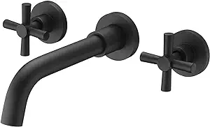 Full Copper Basin Faucet, Cold And Hot Water In The Wall Mounted Basin Faucet, Black