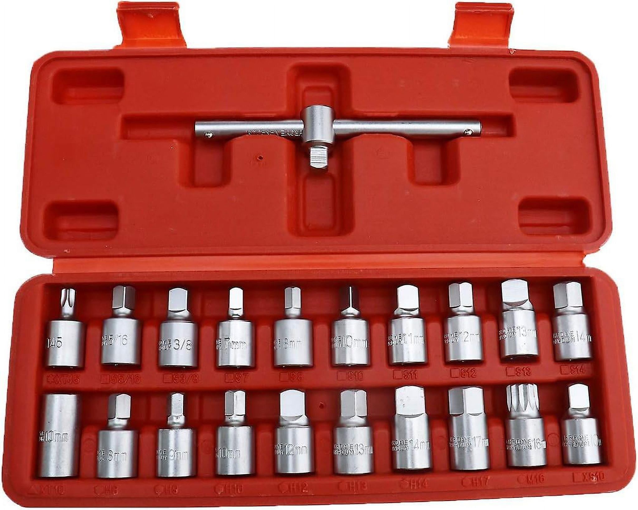 21pcs Oil Drain Plug Drive Wrenches Main Sump With 3/8" Socket Wrench Square Hex Kit