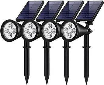 Lampes Solaires Led D'Extérieur Pour Pelouse Et Cour, Inspirées Des Arbres Et Des Parcs, Lot De 4 (lumière Jaune)