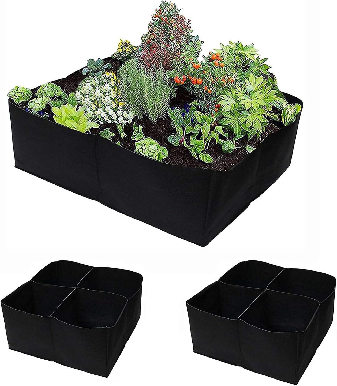 Sacs De Plantation Carrés Pour Légumes Et Fleurs, Lot De 2, Tissu Épais, 107 Litres, 4 Compartiments