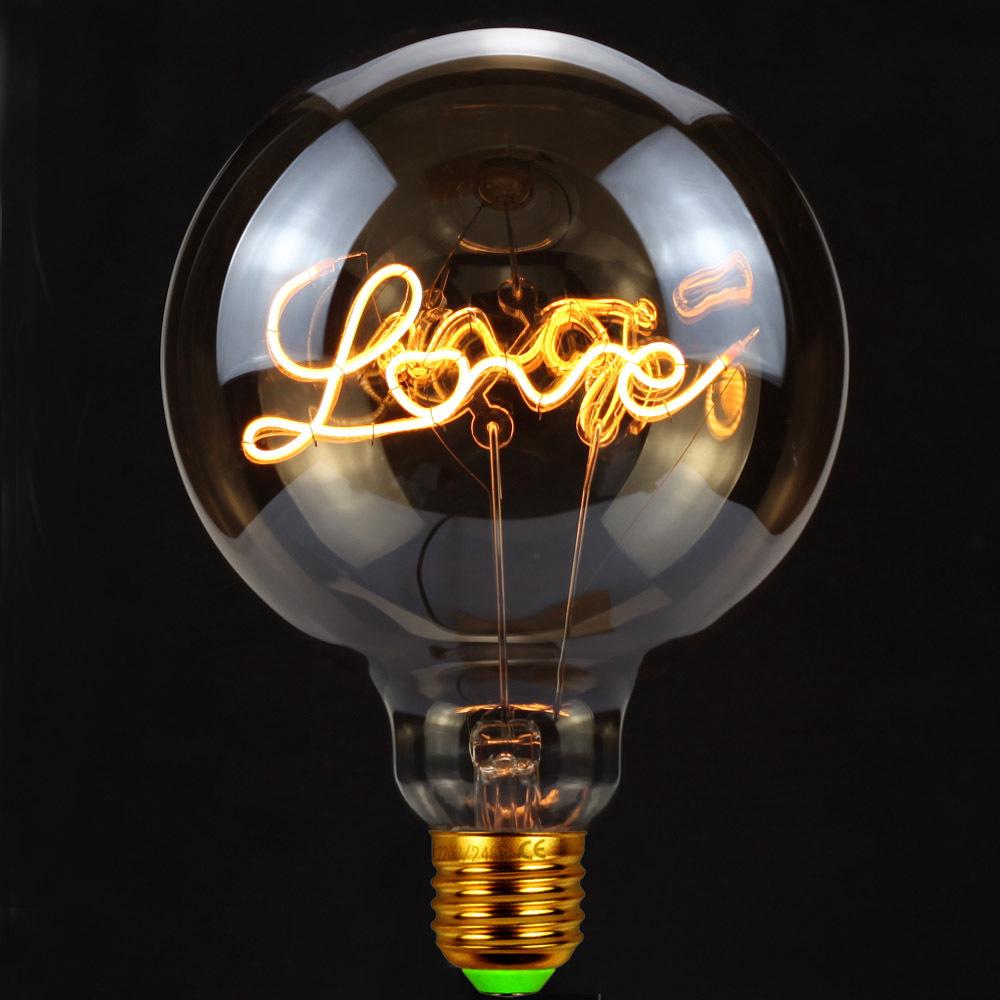 Lampe À Ampoule Edison, Lampe De Table G125, Lampe À Filament Led, Lampe À Modeler Love