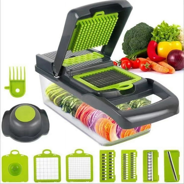 Vegetable Chopper, Multifunction Vegetable Chopper, Onion Chopper, Vegetable Cutter, Vegetable Chopper With 6 Stainless Steel Blades, Vegetable Chopper With Container, Includes Clean Brush And Hand Pr