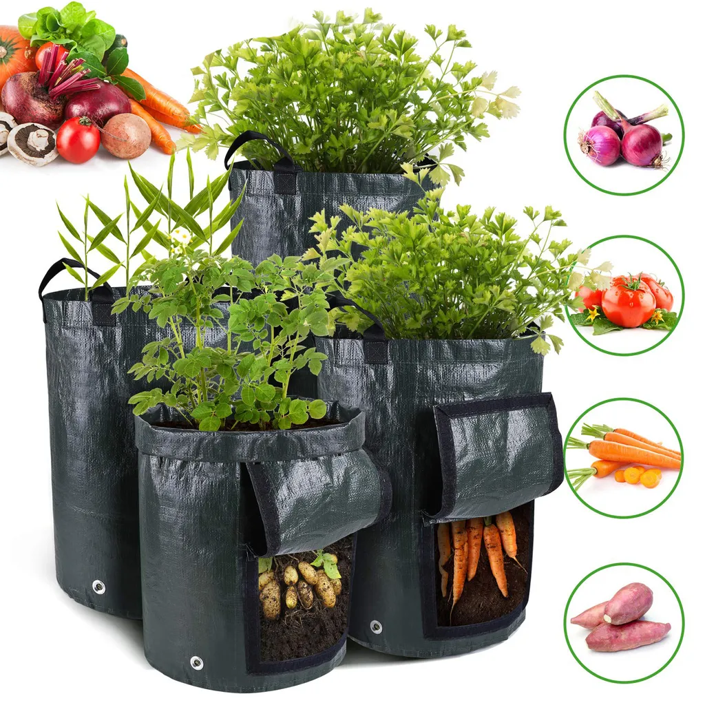 Lot De 5 Sacs De Culture Pour Jardin Extérieur, Seau À Engrais Pour Légumes, 10 Gallons (35 X 45 Cm).