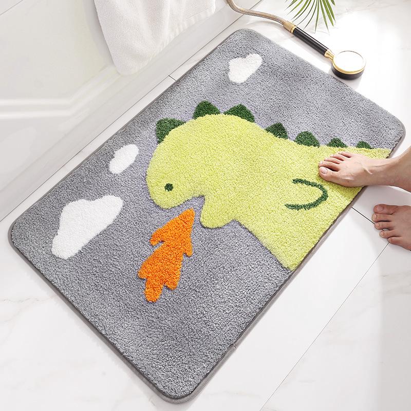 Tapis De Sol Floqué Petit Dragon De Feu 5080cm Pour Salle De Bain, Entrée, Toilettes, Antidérapant Et Absorbant