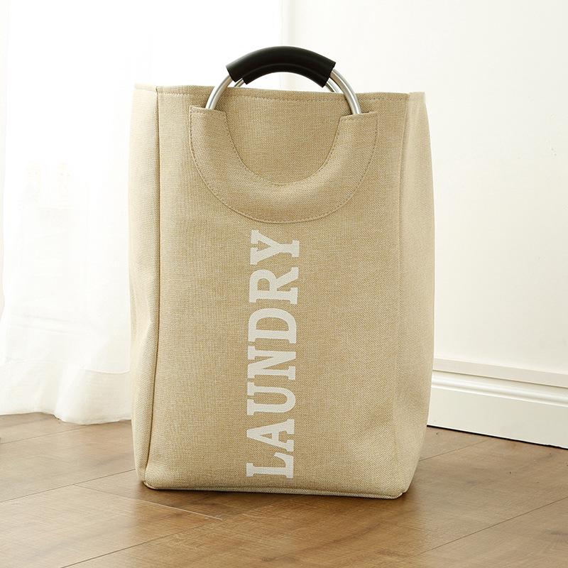 Panier De Rangement Pliable En Tissu Avec Poignée En Aluminium (32 × 28 × 49 Cm) Pour La Maison Ou Le Linge Sale