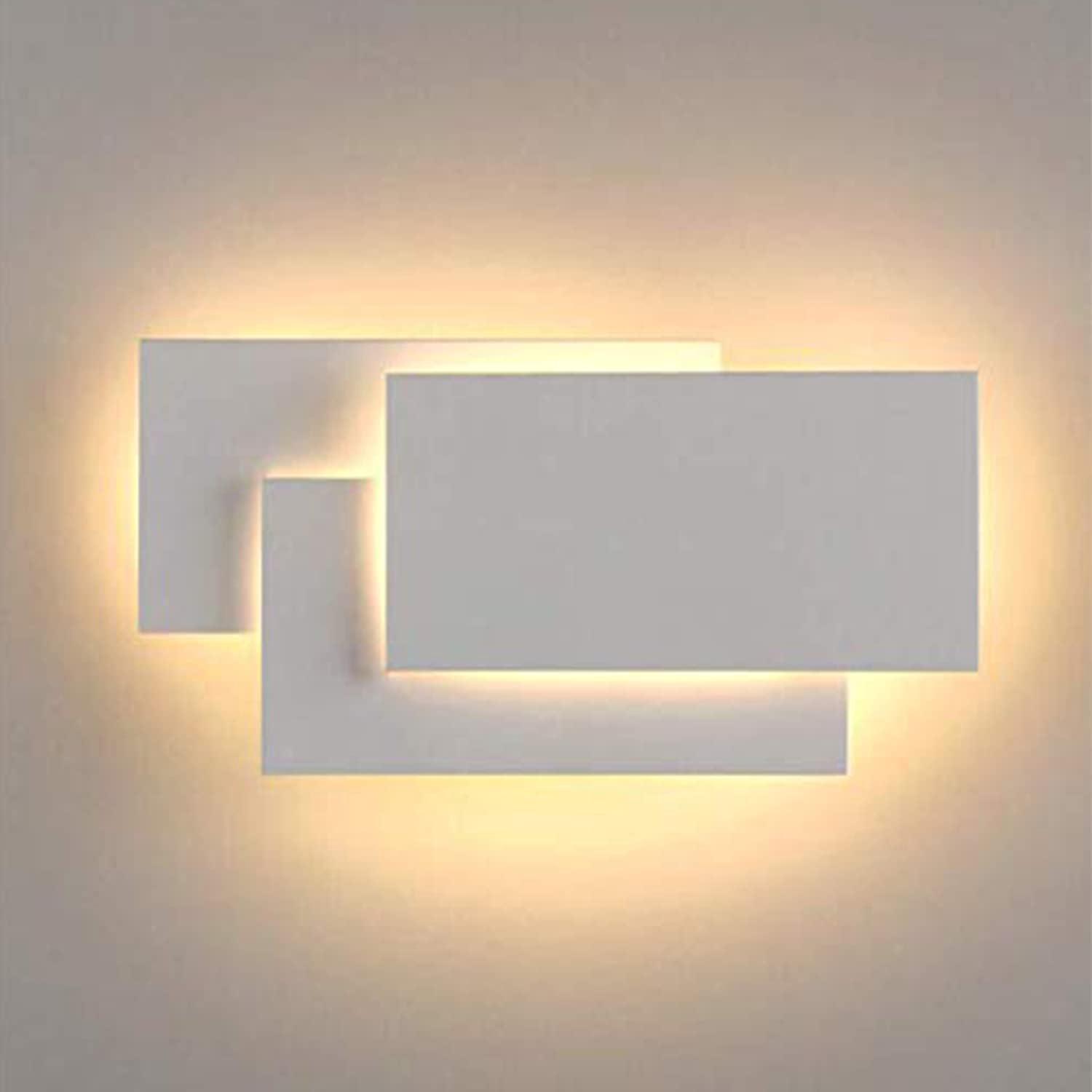 Applique Murale Led Intérieure 12w, Lampe Murale Led Moderne 3000k Blanc Chaud Pour Chambre, Couloir, Salon, Hall D'Entrée, Bureau