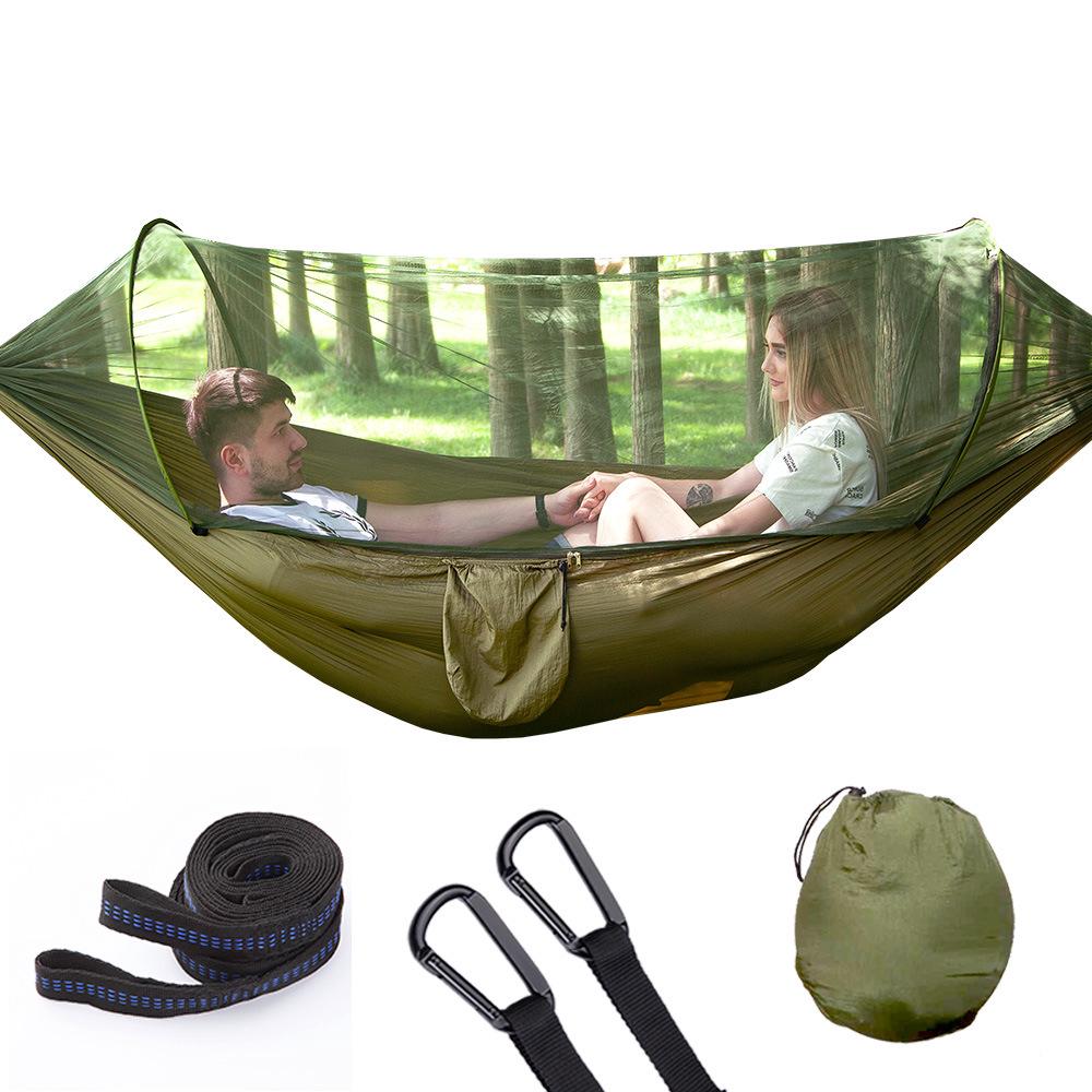 Hamac De Voyage Ultraléger Pour Le Camping Avec Moustiquaire - Capacité De Charge De 300 Kg, Nylon Parachute Respirant À Séchage Rapide - 2 Mousquetons De Qualité Supérieure, 2 Sangles En Nylon