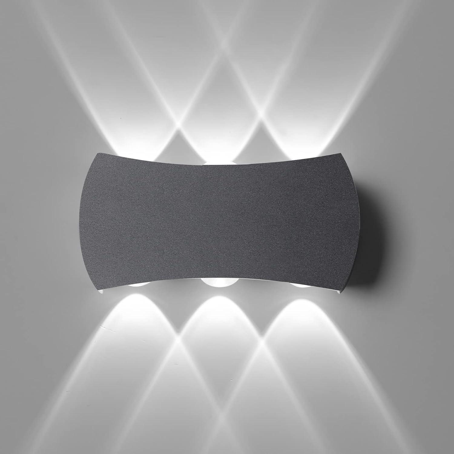 Applique Murale Led Intérieure 6 W, 1200 Lm, Étanche Ip65, Applique Extérieure, Lampe Murale Moderne En Aluminium, Blanc Froid 6500 K 【noir】