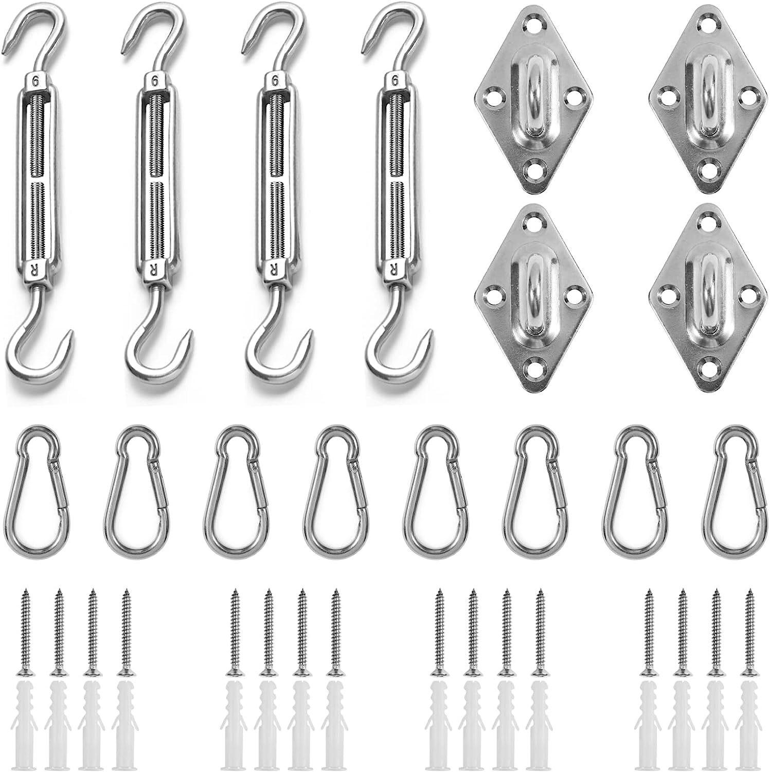 Kit De Fixation Pour Voile D'Ombrage - Voile D'Ombrage En Acier Inoxydable 304 De 6 Mm, Kit De Fixation Pour Voile D'Ombrage Triangulaire, Carrée Et Rectangulaire, Kit De Fixation Robuste Et Antirouil