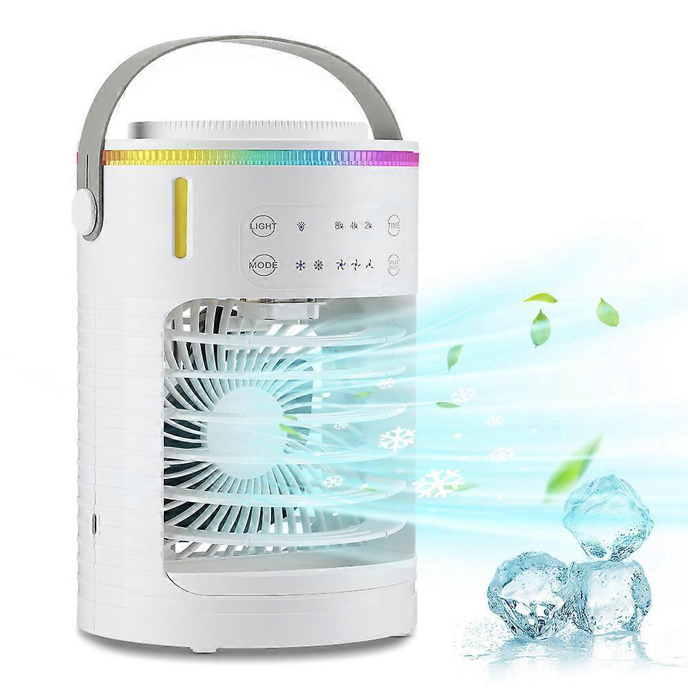 Portable Air Conditioners Fan, 3 Speeds Rechargeable Evaporative Personal Air Cooler With 5000 Mah Battery &2-8h Timer, 7 Colors Led Light Mini Coolin