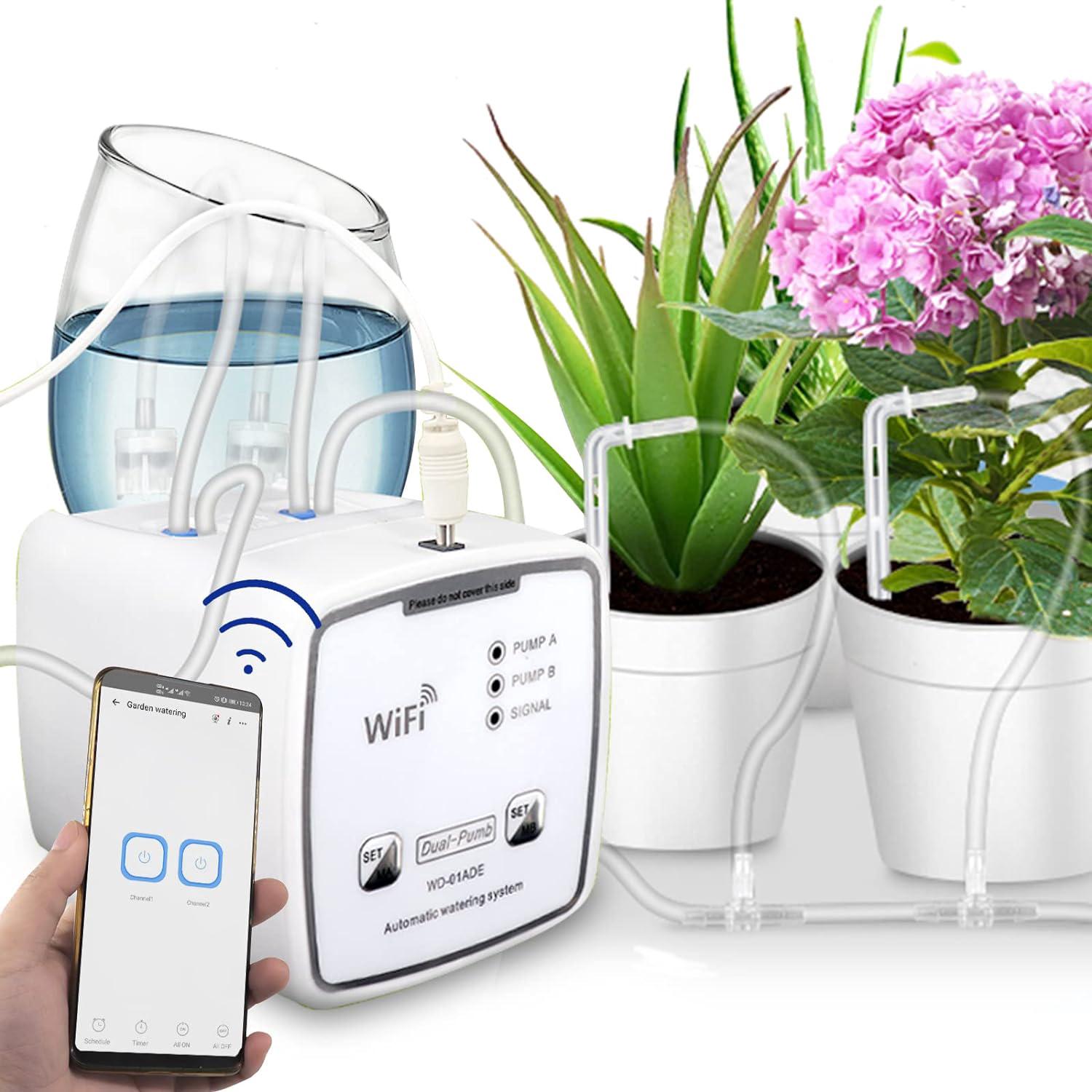 Wifi Remote Irrigation Kit, Automatic Watering System For Up To 20 Potted Plants, Water Plants With Auto/manual/delay Watering Via App (white)