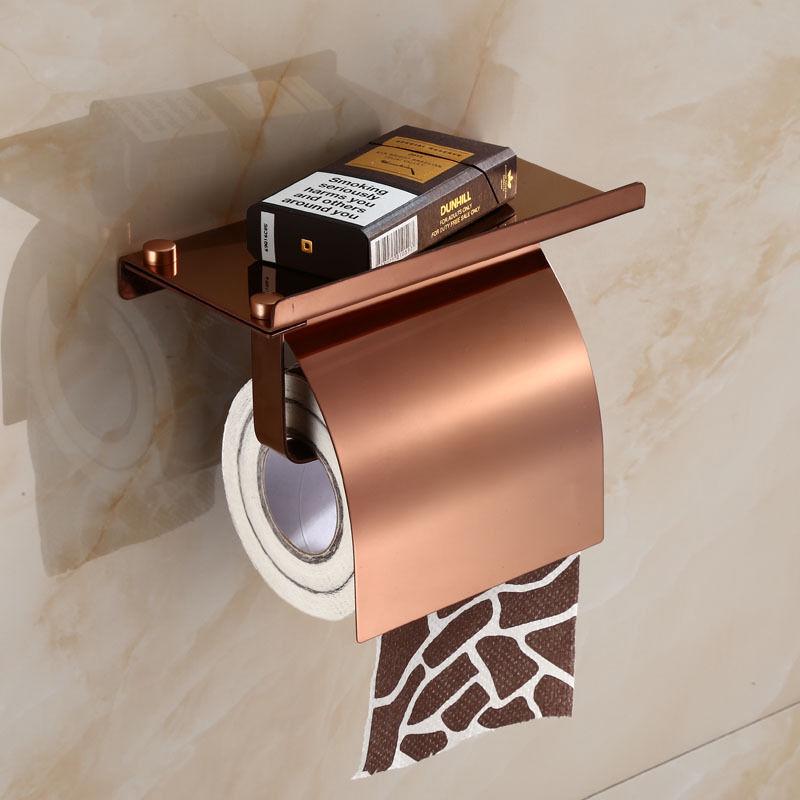 Porte-papier Toilette Mural Hygiénique - Or Rose, Porte-papier Toilette En Acier Inoxydable Avec Support Pour Téléphone Pour Salle De Bain Et Cuisine