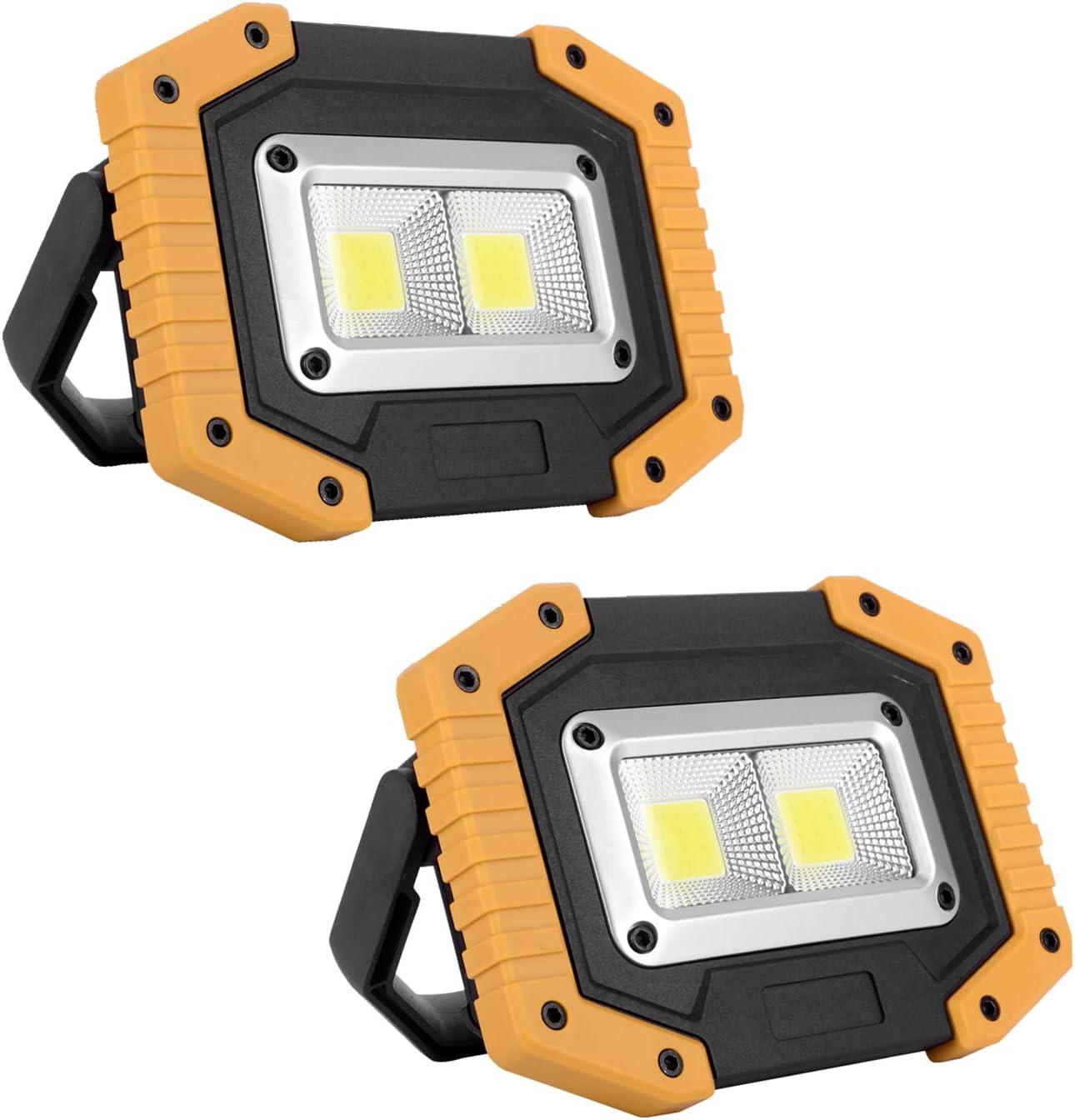 Deux Ensembles De Projecteurs De Travail Led Cob 30 W 1500 Lm, Rechargeables, Portables Et Étanches, Utilisés Pour Le Camping, La Randonnée, L'Entretien Des Véhicules D'Urgence Et L'Éclairage De Chant