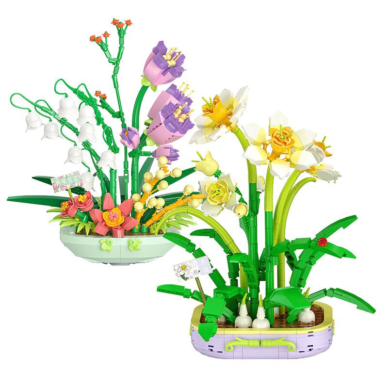 Kit De Construction De Bouquet De Fleurs, Blocs De Construction De Fleurs Bonsaï, Ensembles De Construction De Plantes Et Fleurs Artificielles, Mini-briques Non Compatibles