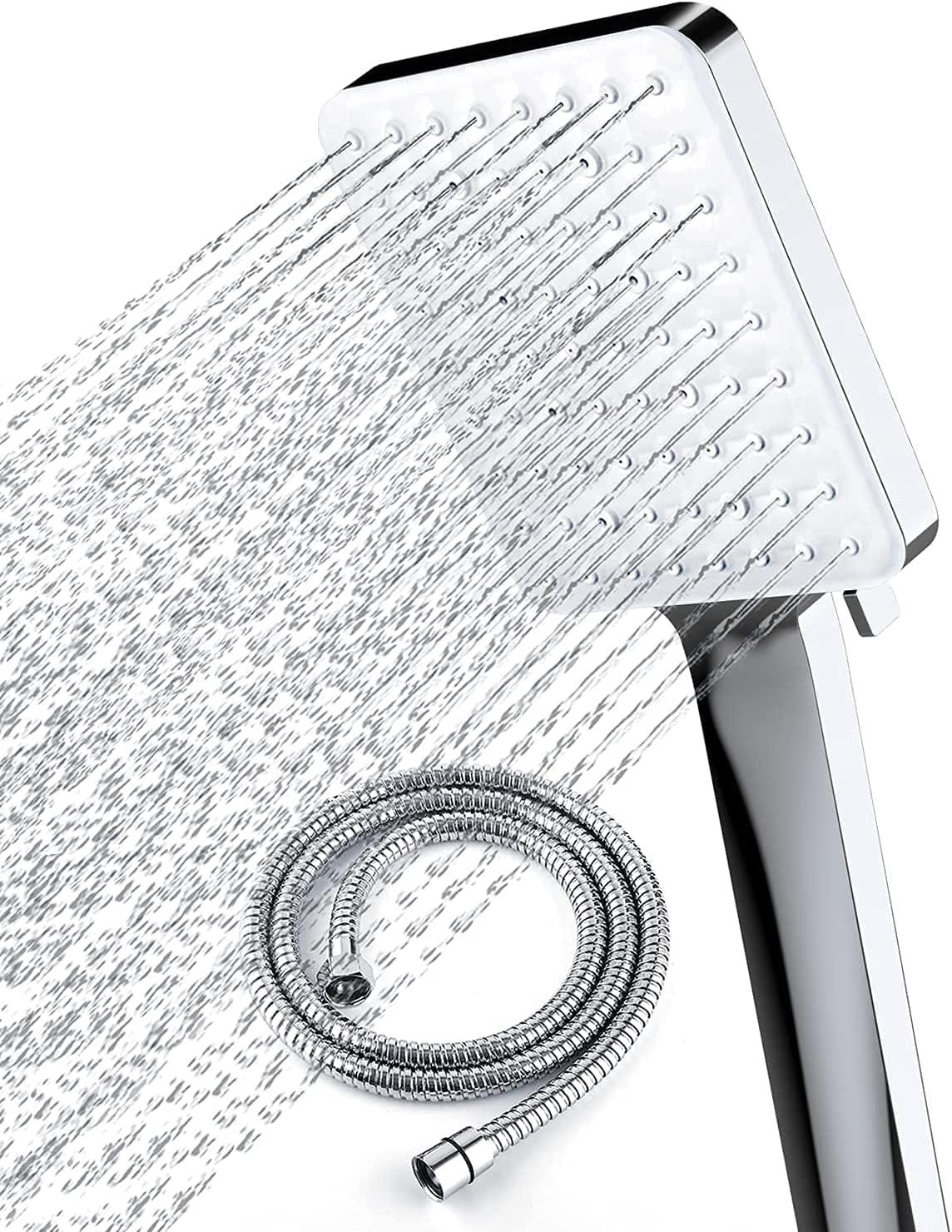 Pommeau De Douche Haute Pression Avec Flexible De 1,5 M - 6 Jets - Chrome