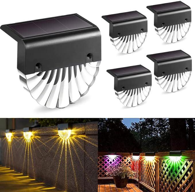 Lampes Solaires D'Extérieur Pour Jardin, Étanches, 4 Lampes Led Pour La Décoration De Jardin, Terrasse Et Escaliers, 2 Modes D'Éclairage : Blanc Chaud/couleur Changeante