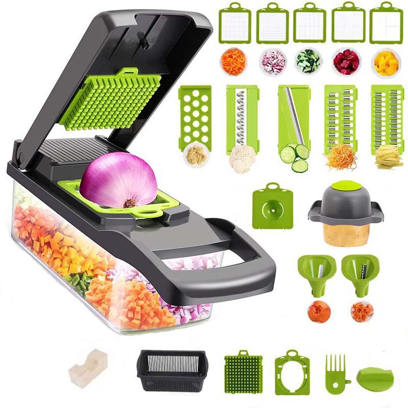 Mandoline Multifonctionnelle 21 Pièces Pour Découper Les Légumes, Coupe-légumes Manuel Et Multifonctionnel Pour Tomates, Pommes De Terre, Carottes Et Oignons En Cubes