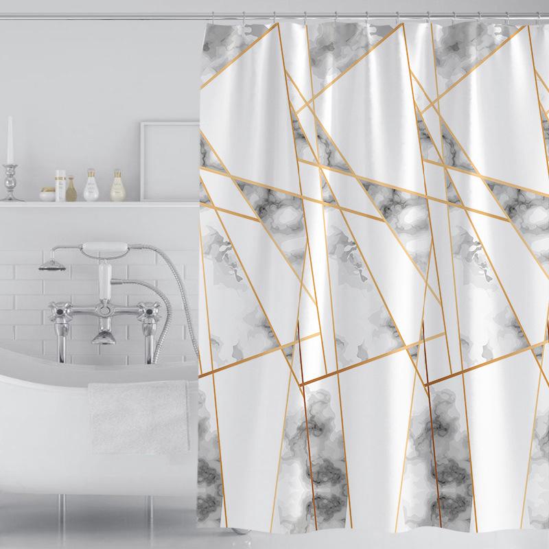 Rideau De Douche 180 X 200 Cm Avec 12 Crochets, Séchage Rapide (effet Marbre), En Polyester Imperméable Lavable En Machine, Pour Salle De Bain.