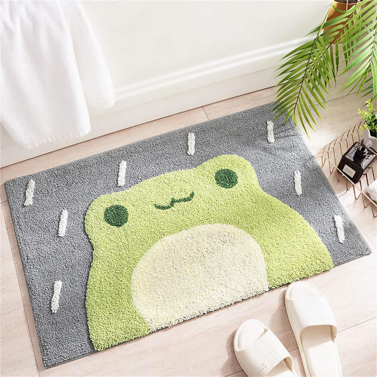 Tapis De Bain 45 X 65 Cm, Doux Pour La Peau, Antidérapant Et Absorbant, Motif Grenouille