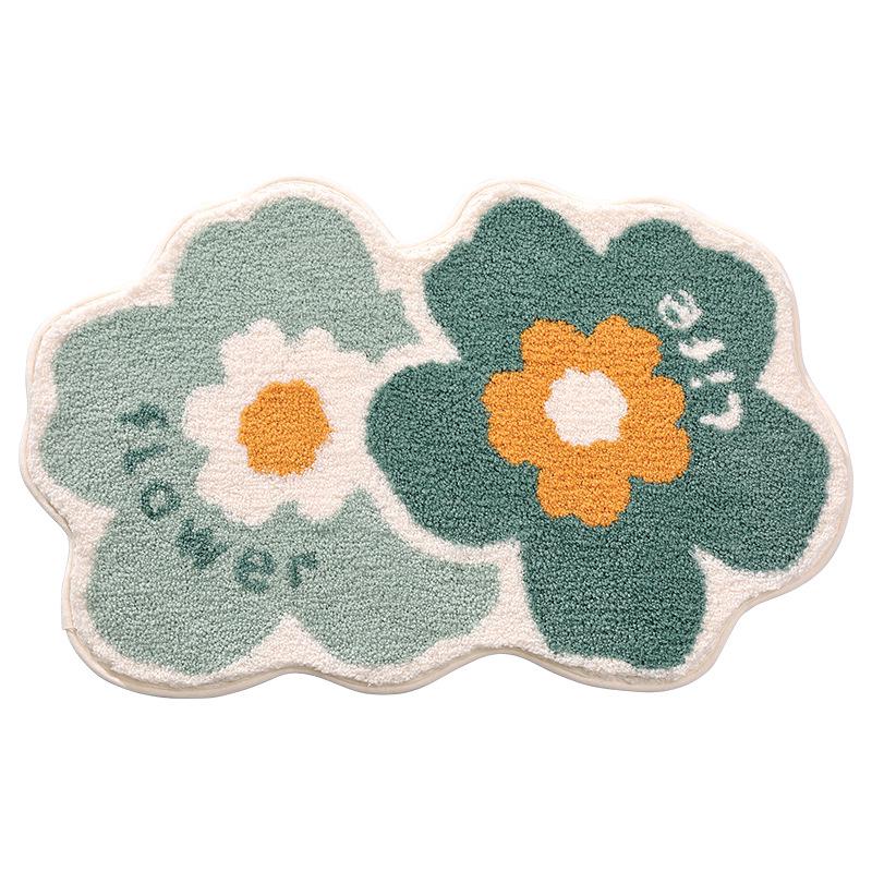 Tapis De Sol De Salle De Bain 40×60cm, Doux Pour La Peau Et Absorbant, Avec Deux Petits Motifs Floraux