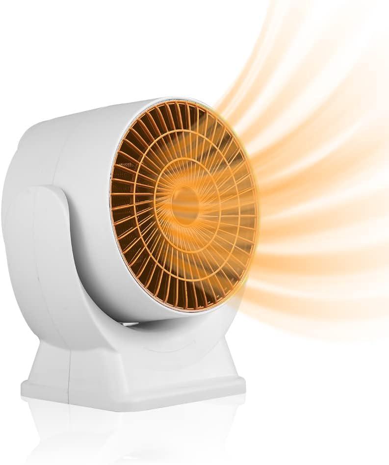 Mini Radiateur Soufflant 800 W, Chauffage D'Appoint Économique Et Silencieux Avec Thermostat De Bureau, Idéal Pour Les Petits Espaces.