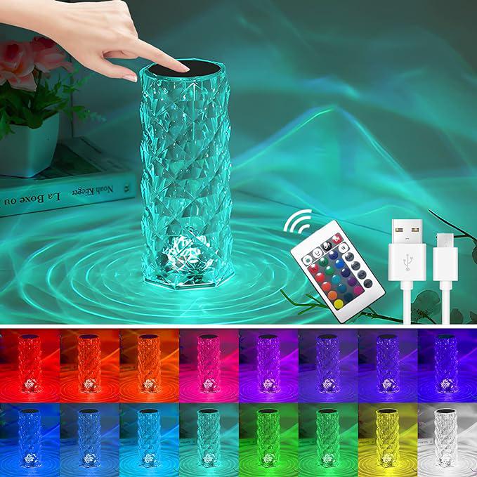Lampe De Chevet Tactile Avec 16 Couleurs Et 4 Modes, Rechargeable Par Usb, Veilleuse Pour Enfants Avec Télécommande, Cadeau Pour Enfant/adulte