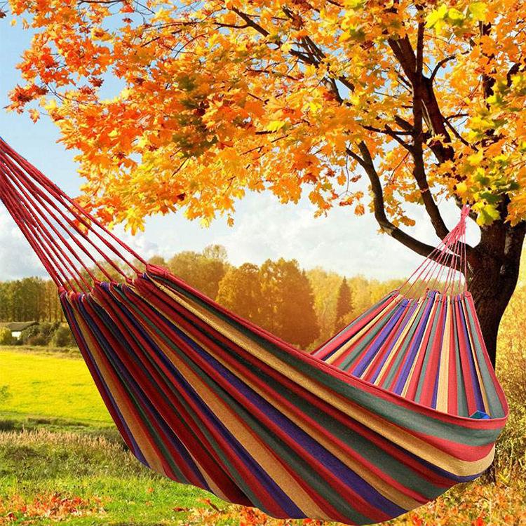 Hamac En Toile 190 X 80 Cm, Longueur Totale 190 Cm, Charge Maximale 100 Kg. Hamac De Voyage Confortable À Rayures Rouges, Idéal Pour L'Extérieur : Camping, Balcon, Jardin, Plage.