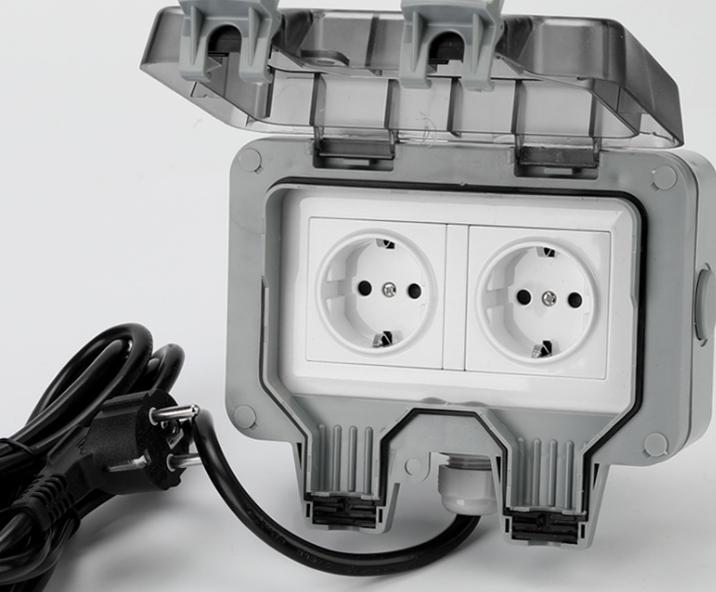 Prise Extérieure Étanche Ip66 Avec Interrupteur, Boîte De Jonction Étanche, Prise Extérieure Double Paroi Pour Cuisine, Salle De Bain, Garage, Piscine Et Jardin