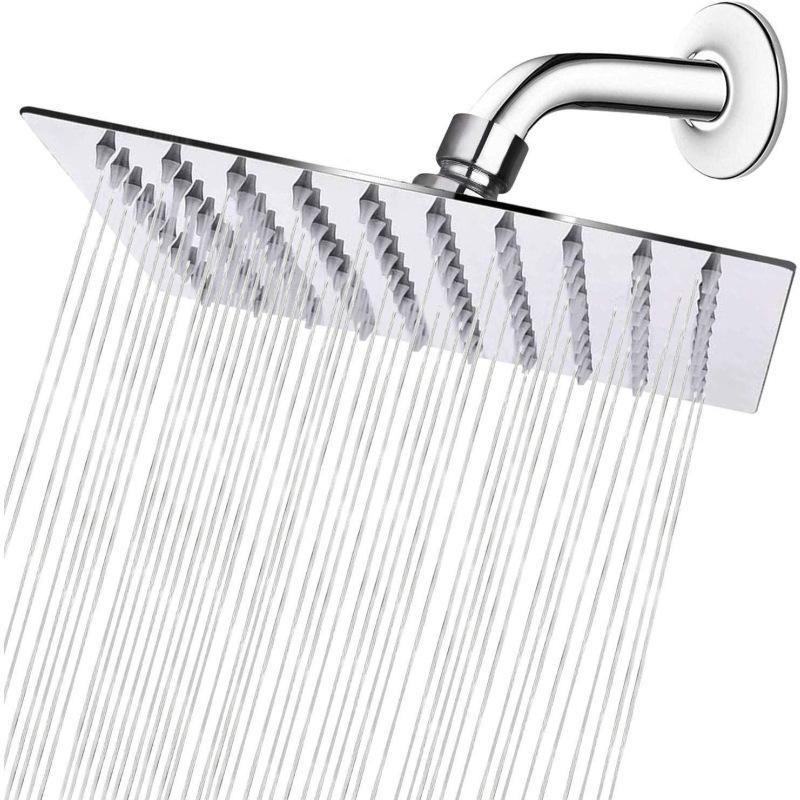Pommeau De Douche Cube Enduit, Salle De Bains, Douche Mince De Pluie En Acier Inoxydable Pressurisé De 8 Pouces