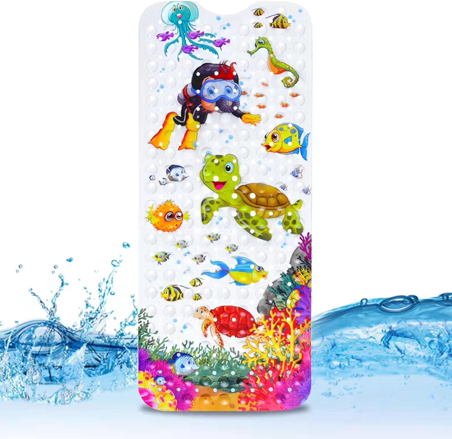 Tapis De Bain Antidérapant 100 X 40 Cm, Motif Tortue, Pour Bébé. Ce Tapis De Bain Est Doté De 200 Ventouses Et Est Idéal Pour Les Enfants Et Les Bébés.