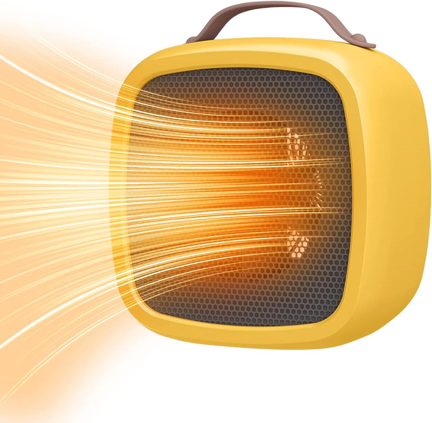 Chauffage D'Appoint, Radiateur Électrique Portable, Chauffage Céramique À Chauffe Rapide, Chauffage Silencieux Avec 7 Protections De Sécurité, Petit Radiateur Électrique Pour L'Intérieur, Le Bureau, L