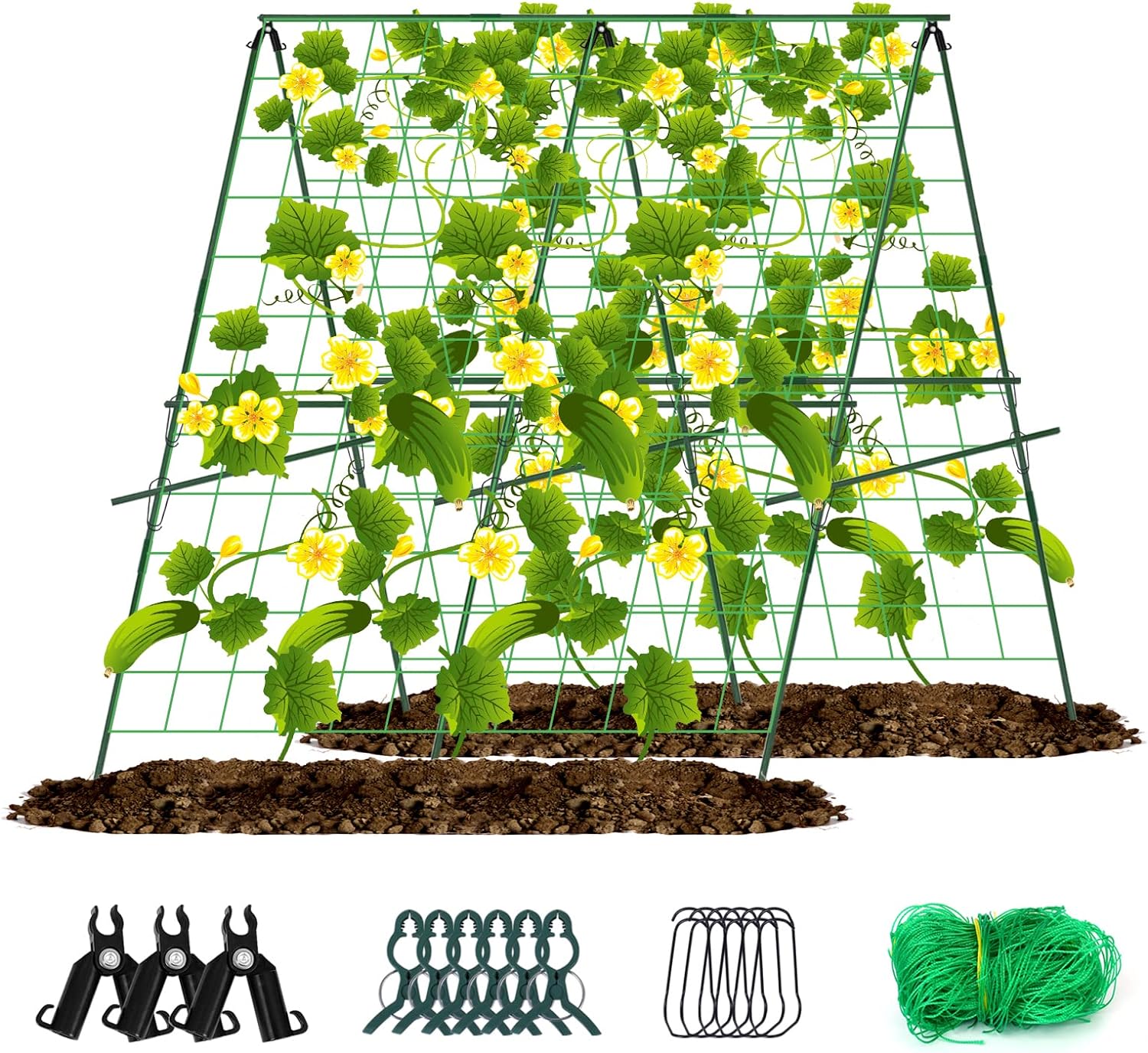 48 X 48inch Foldable Cucumber Trellis Set, A-frame Cucumber Trellis For Raised Bed Garden Vegetable Plant Grow Supports, Garden Trellis For Climbing Plants Outdoor For Tomato/squash/zucchini