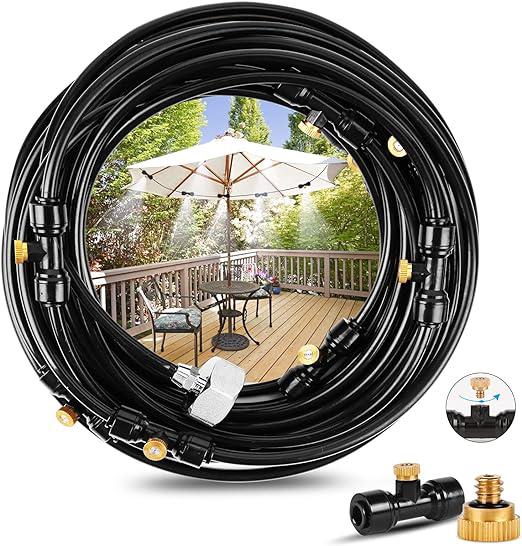 Système De Brumisation De 15 M, Brumisateur De Patio Rafraîchissant, Kit De Tuyau De Brumisation Extérieur Pour Parasol De Jardin, Trampoline, Serre, Piscine (21 Buses)