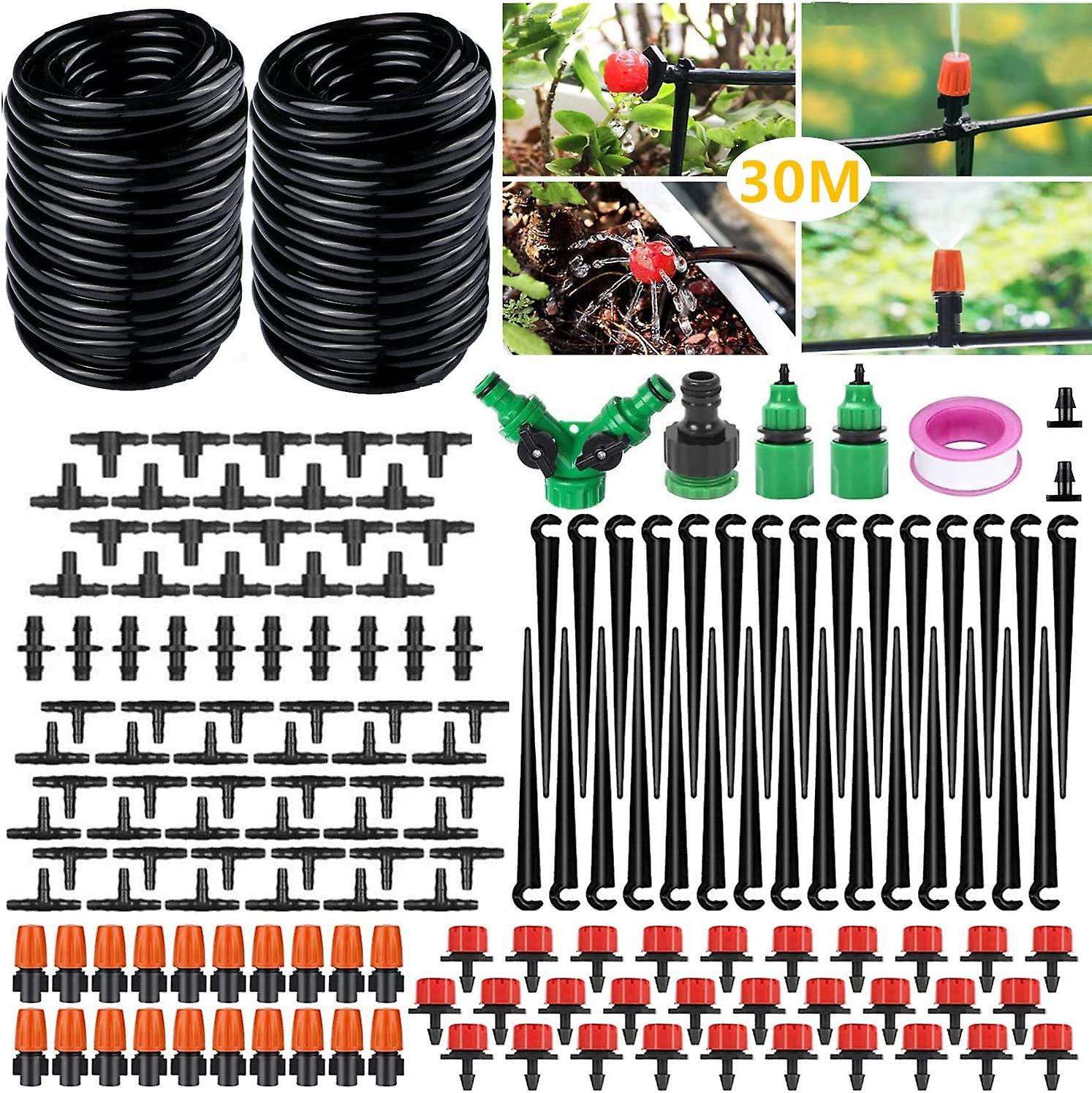 Garden Irrigation System, 149 Pcs Micro Drip Irrigation Automatic Watering Kit, Aoutte A Drip Watering System Garden Irrigation For Plants - 30m Drip