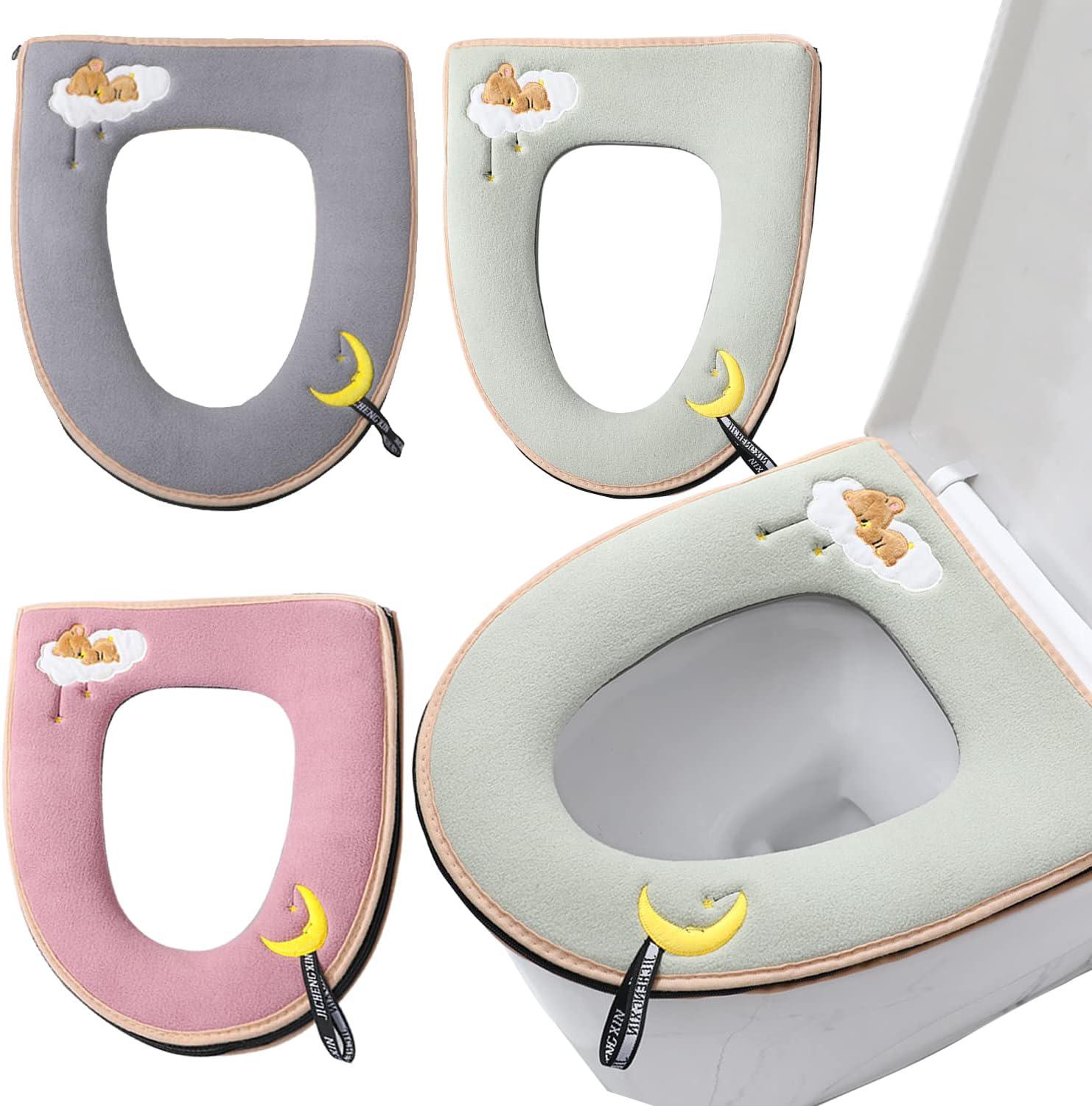 Lot De 3 Housses De Siège De Toilette En Peluche, Housses Universelles Lavables, Coussins De Siège De Toilette, Housses De Toilettes Pour Femmes, Femmes Enceintes Et Personnes Âgées