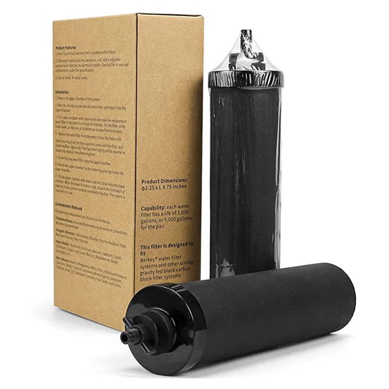 Filtre À Eau De Rechange Pour Éléments De Purification Noirs Bb9-2 Et Système De Filtration Par Gravité, Série Waterdrop King Tank, Lot De 2