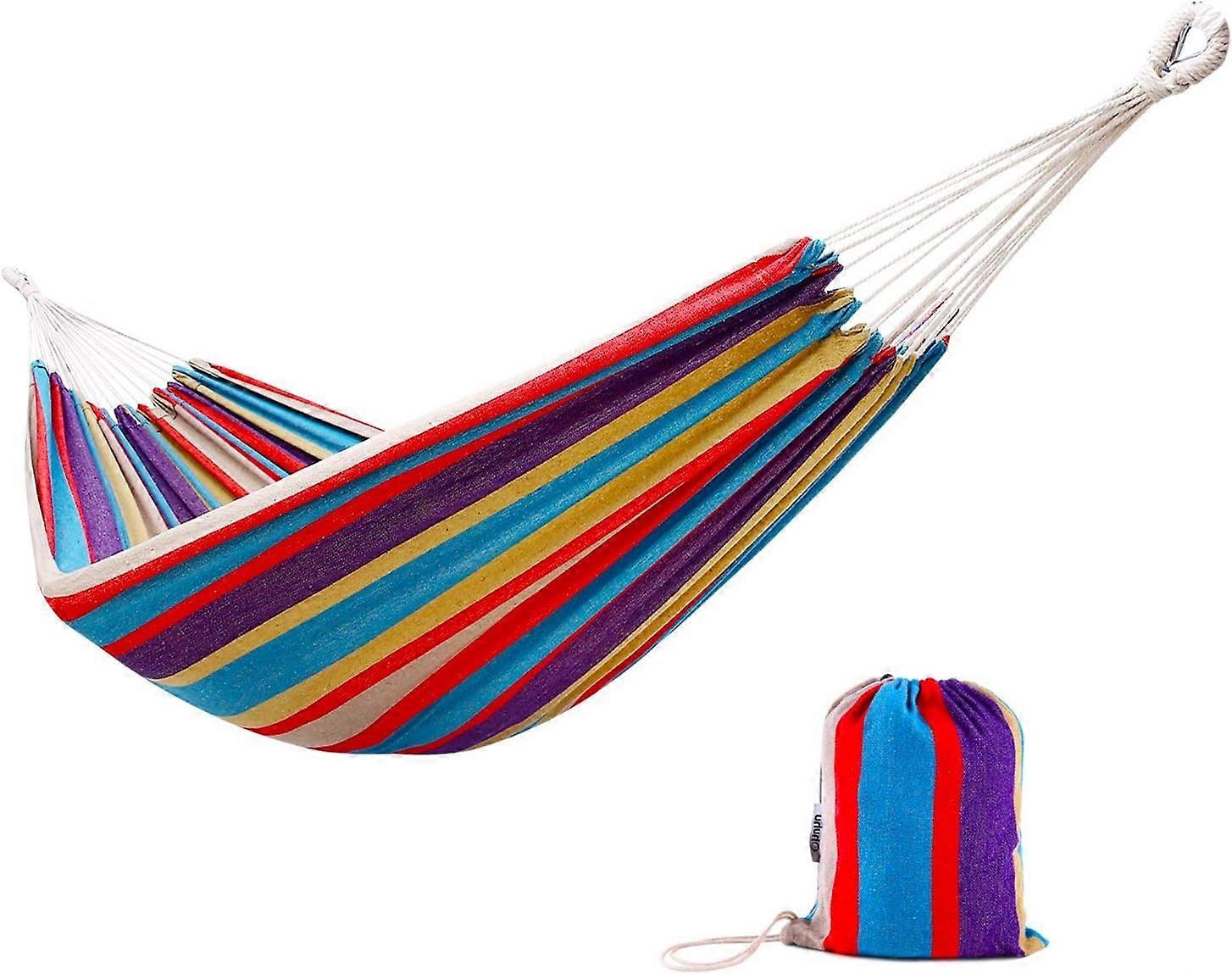 2025 New 10ft Double Hammock With Cotton Fabric Travel Camping Hammocks For 2 Person Holds Up To 450lbs Use