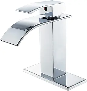Robinet De Lavabo Great Bay À Poignée Unique Effet Cascade, En Acier Inoxydable, 1 Trou
