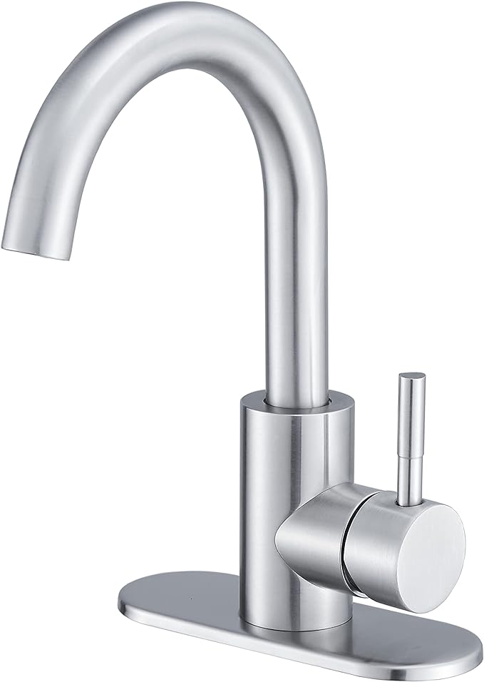 Robinet De Lavabo En Acier Inoxydable À Roulement À Billes À 4 Points, Robinet D'Évier Simple À Eau Froide