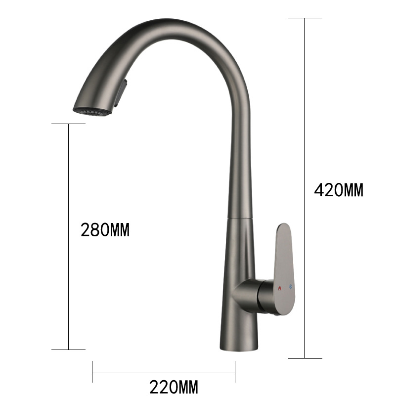 Robinet De Cuisine, Robinet Encastré Rotatif À 360° Pour Eau Chaude Et Froide, Gris Anthracite