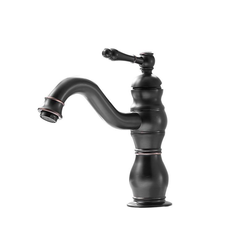Basin Faucet Retro Hot And Cold Copper Bathroom Faucet, Black, Lower Models