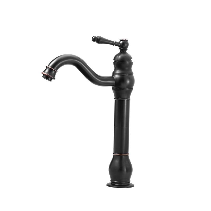 Robinet De Lavabo Rétro En Cuivre Noir Avec Eau Chaude Et Froide, Surélevé.