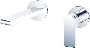 Full Copper Basin Faucet, Recessed Wall Bath Faucet, Silver