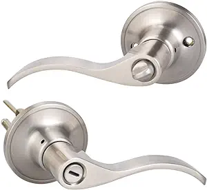 Poignée De Porte Robuste En Alliage De Zinc Avec Verrou De Sécurité Intégré. Poignée De Porte De Salle De Bain/toilettes.