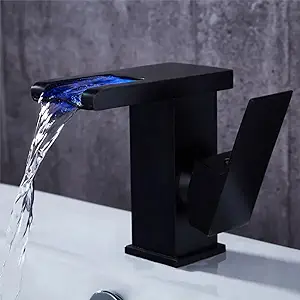 Robinet De Salle De Bain Cascade En Cuivre Massif Avec Lave-mains Eau Chaude/eau Froide Et Capteur De Température Intelligent À Induction Et Changement De Couleur.
