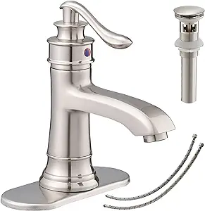 Robinet D'Eau Chaude Et Froide En Cuivre Pour Lavabo Surélevé Rétro Monotrou, Doré